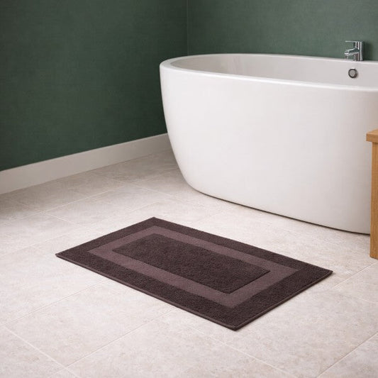 Tapis de bain 50×70 marron chocolat – neuf, coton épais - Yuna